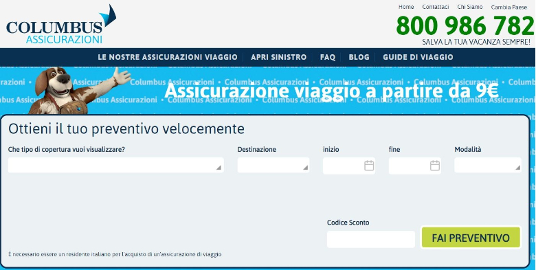 dati viaggio assicurazione