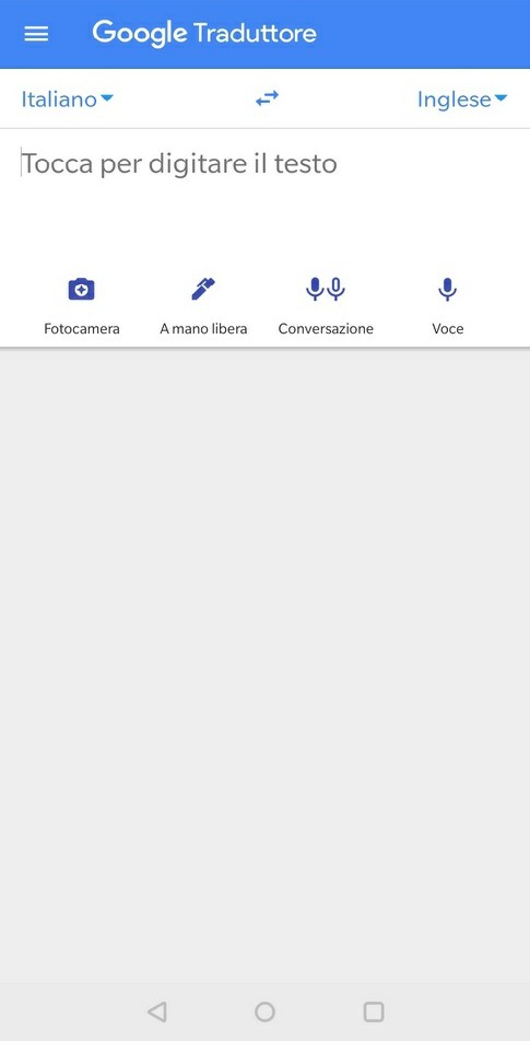 google traduttore schermata principale