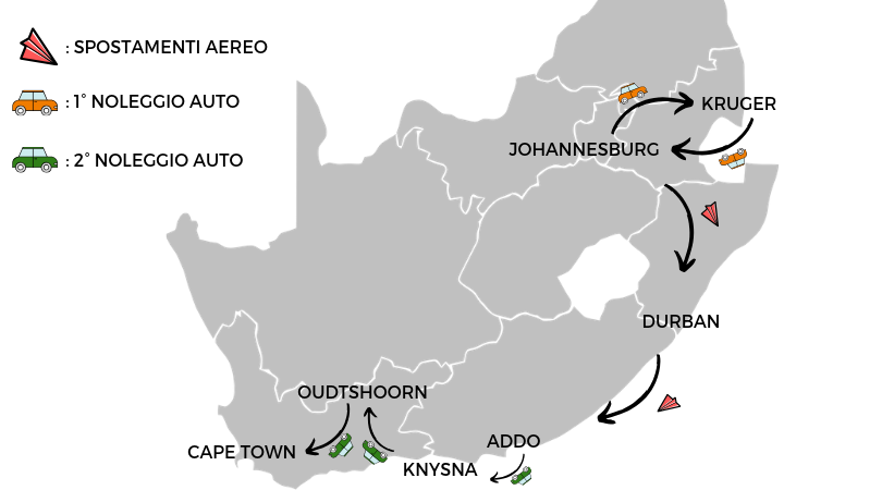 mappa spostamenti Sudafrica